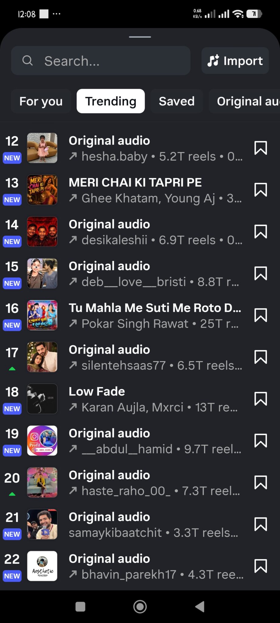 trending instagram reels songs