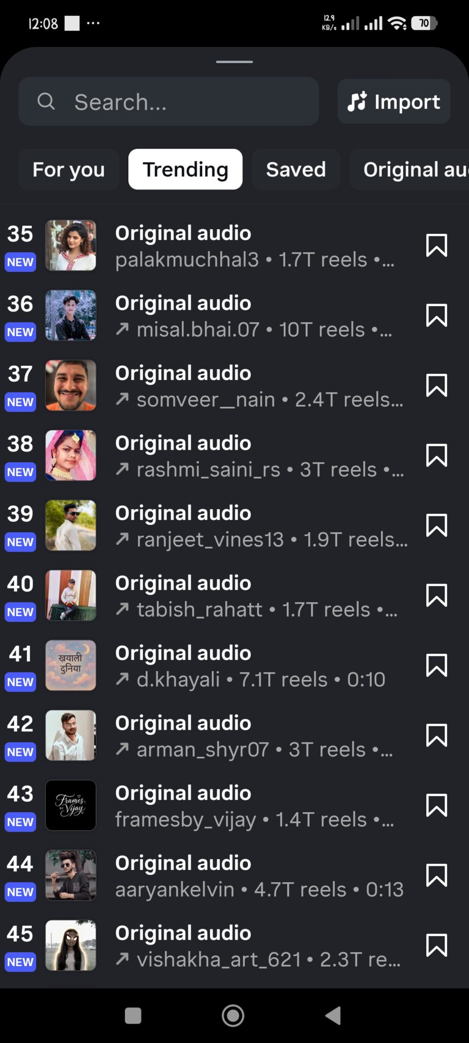 trending instagram reels songs